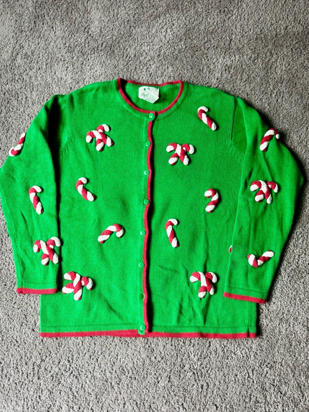 Christmas Candy Cane Cardigan Sweater- Size M